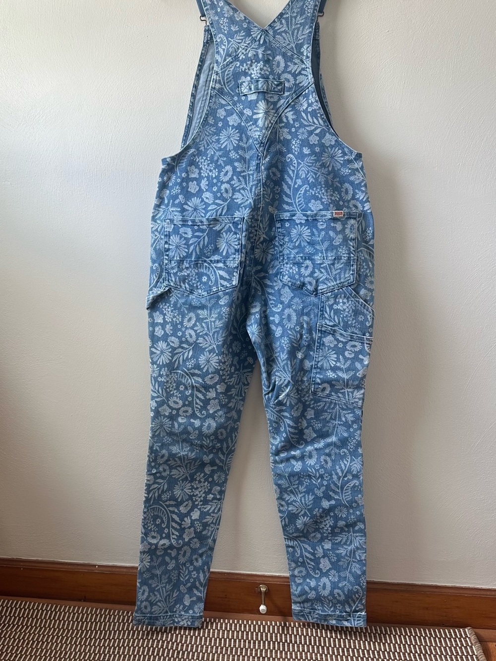 Duluth Trading Co Blue Floral Denim Bib Overalls for Women - Picture 8 of 9